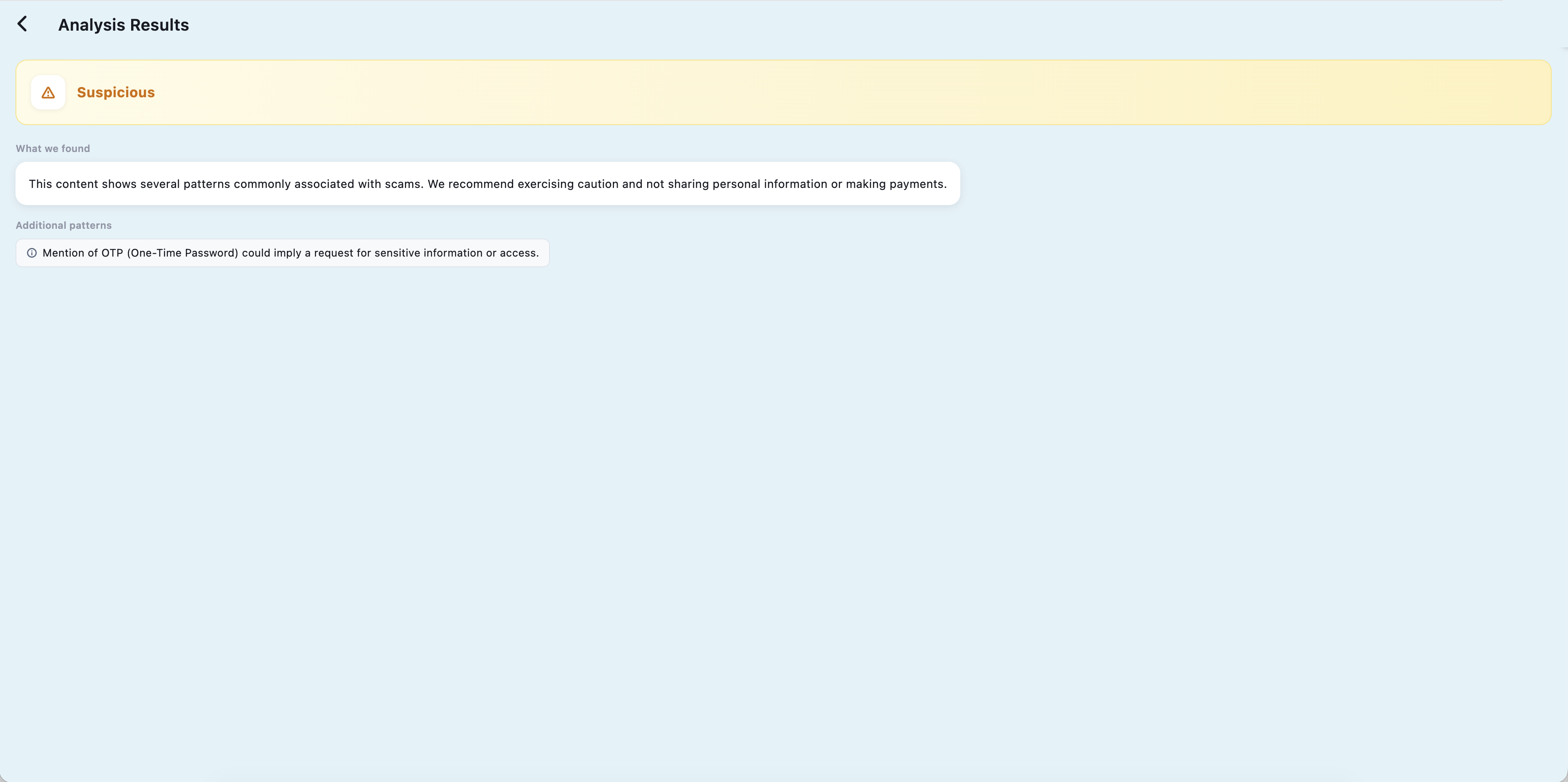 Suspicious content flagged with patterns detected