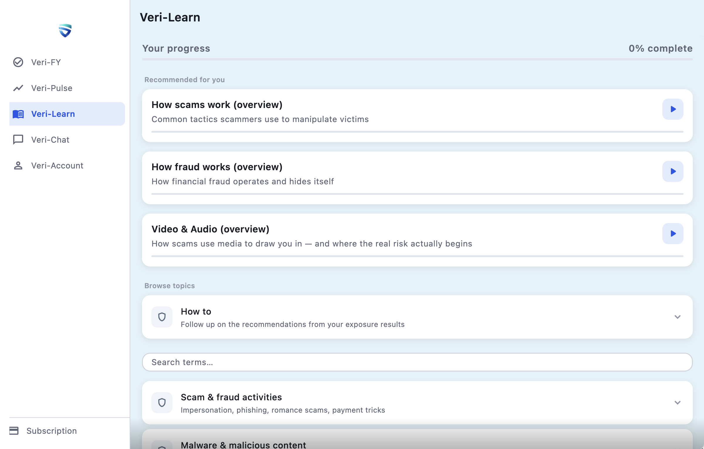 Veri-Learn — short practical training on scams and fraud
